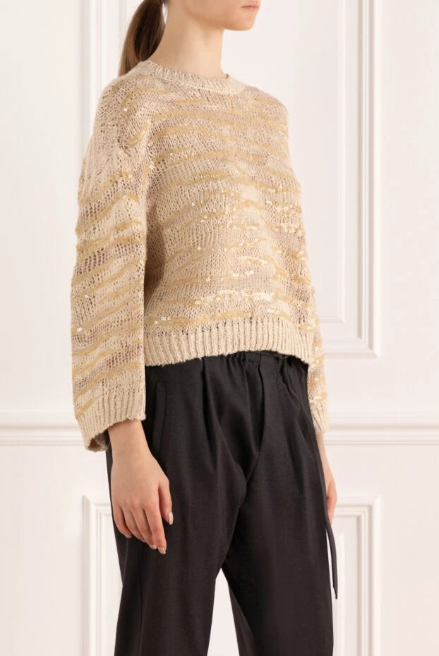 Brunello Cucinelli beige chunky knit jumper with sequins and a voluminous silhouette 168845 - photo 3