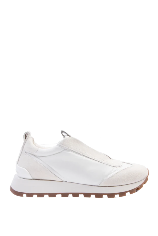 Brunello Cucinelli women's sneakers with silver inserts in white 168848 - photo 1