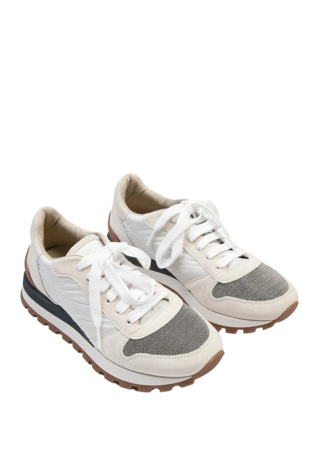 Brunello Cucinelli кроссовки женские с контрастными вставками бежевые 168878 - фото 3