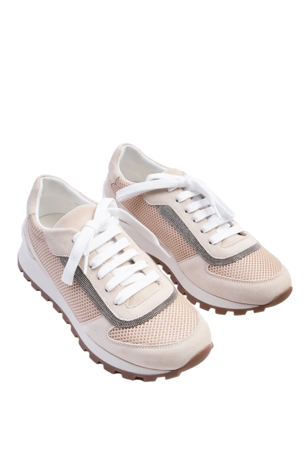 Brunello Cucinelli кроссовки женские с сетчатыми и контрастными вставками бежевые 168879 - фото 3