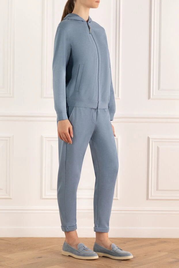 Brunello Cucinelli костюм прогулочный из хлопкового джерси небесного оттенка с молнией
 168883 - фото 3