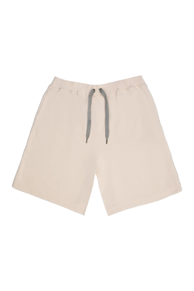 Бежевые шорты с эластичным поясом и шнурком - фото 1