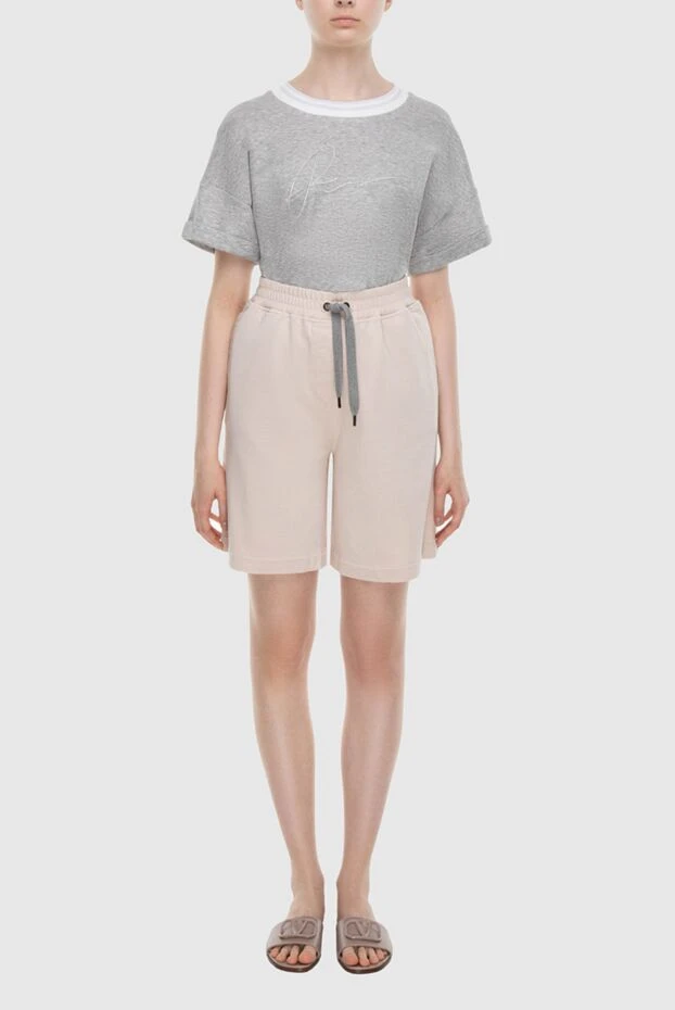Brunello Cucinelli бежевые шорты с эластичным поясом и шнурком 168888 - фото 2