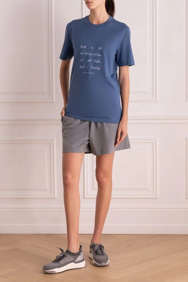 Brunello Cucinelli шорты из хлопка серые женские 168891 - фото 2