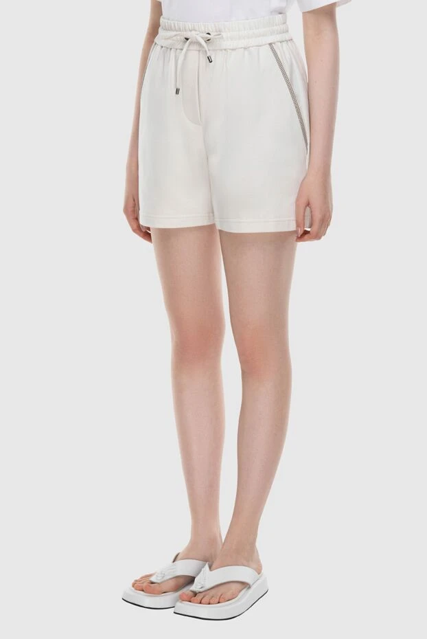 Brunello Cucinelli шорты из хлопка белые женские 168893 - фото 3