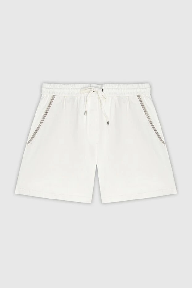 Белые шорты с цепочкой мониль по краю карманов из хлопка - фото 1