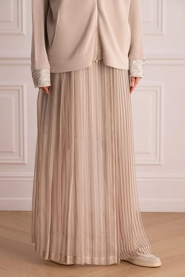 Brunello Cucinelli beige silk skirt for women 168906 - photo 3