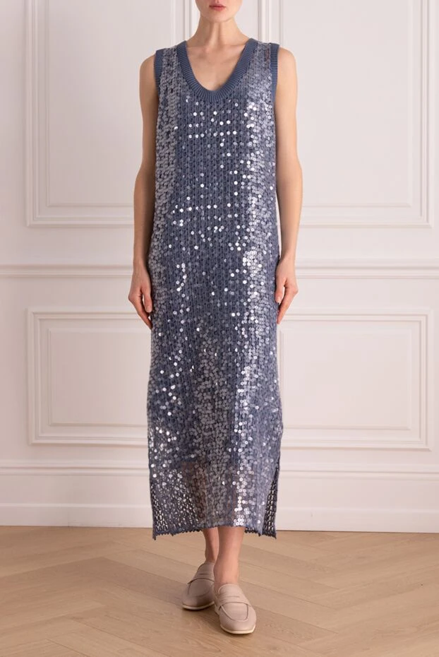 Brunello Cucinelli knitted dress with sequins in a denim shade
 168907 - photo 2