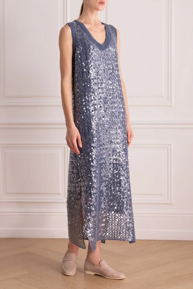 Brunello Cucinelli knitted dress with sequins in a denim shade
 168907 - photo 3
