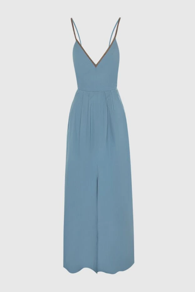 Blue dress with decorative neckline and pleats
- photo 1