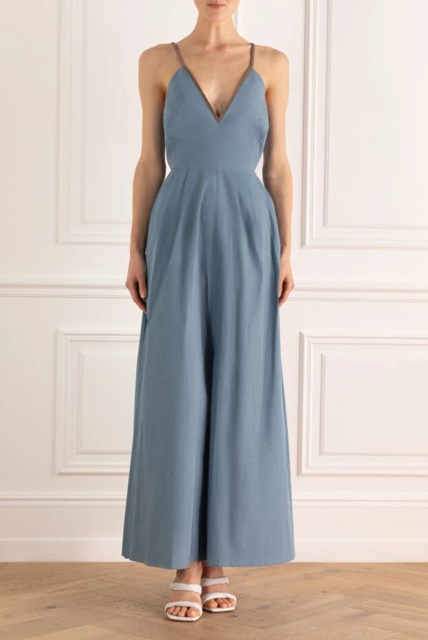 Brunello Cucinelli blue dress with decorative neckline and pleats
 168911 - photo 2