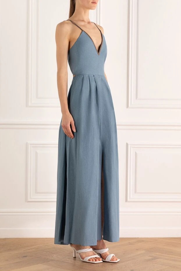Brunello Cucinelli blue dress with decorative neckline and pleats
 168911 - photo 3
