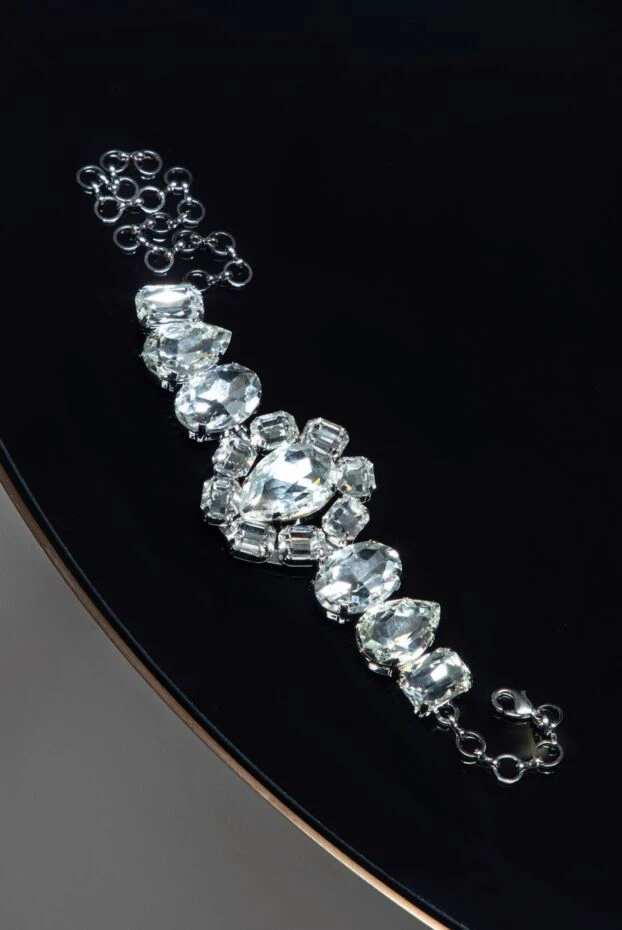 Alessandra Rich колье-чокер с крупными цветочными кристаллами серое женское 168933 - фото 2