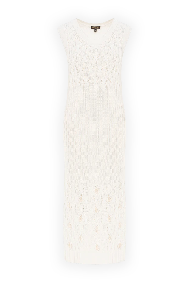 Платье миди без рукавов из хлопка с ажурной вязкой и разрезом сбоку
- фото 1