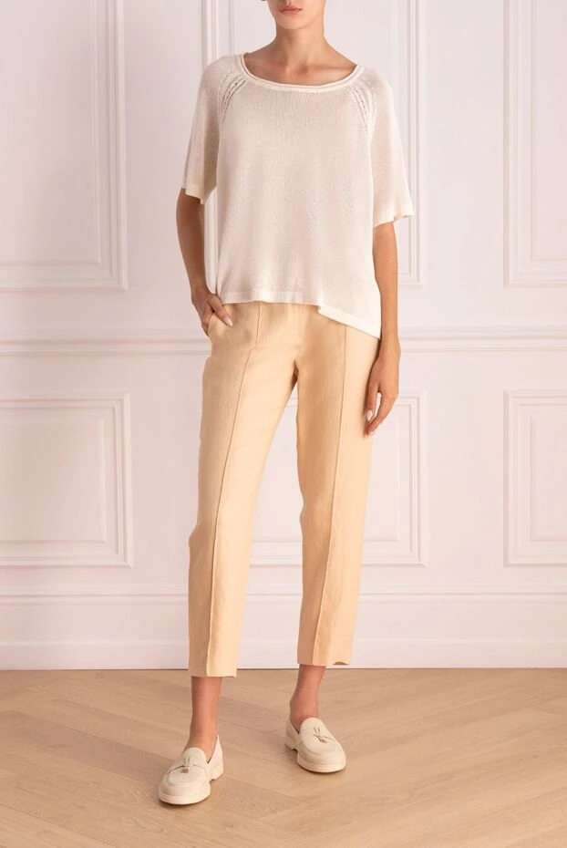 Loro Piana woman beige linen trousers for women купить с ценами и фото 169018 - photo 2