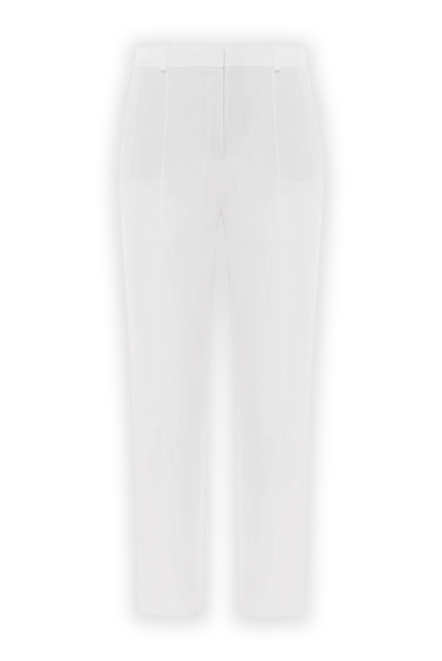 Loro Piana брюки льняные с высокой посадкой белые с декоративными швами женские 169020 - фото 1