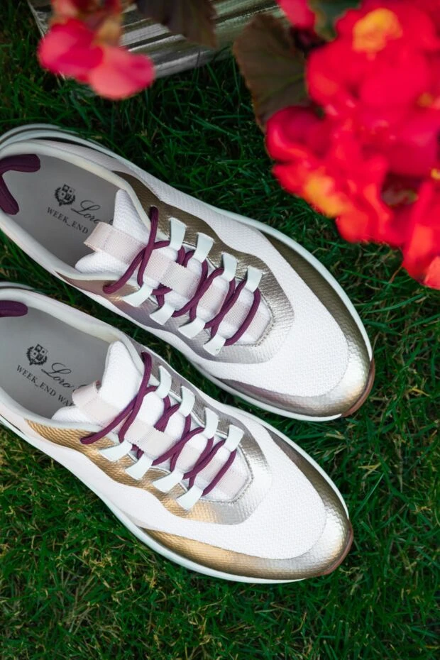 Loro Piana кроссовки женские с розовыми шнурками белые 169031 - фото 2