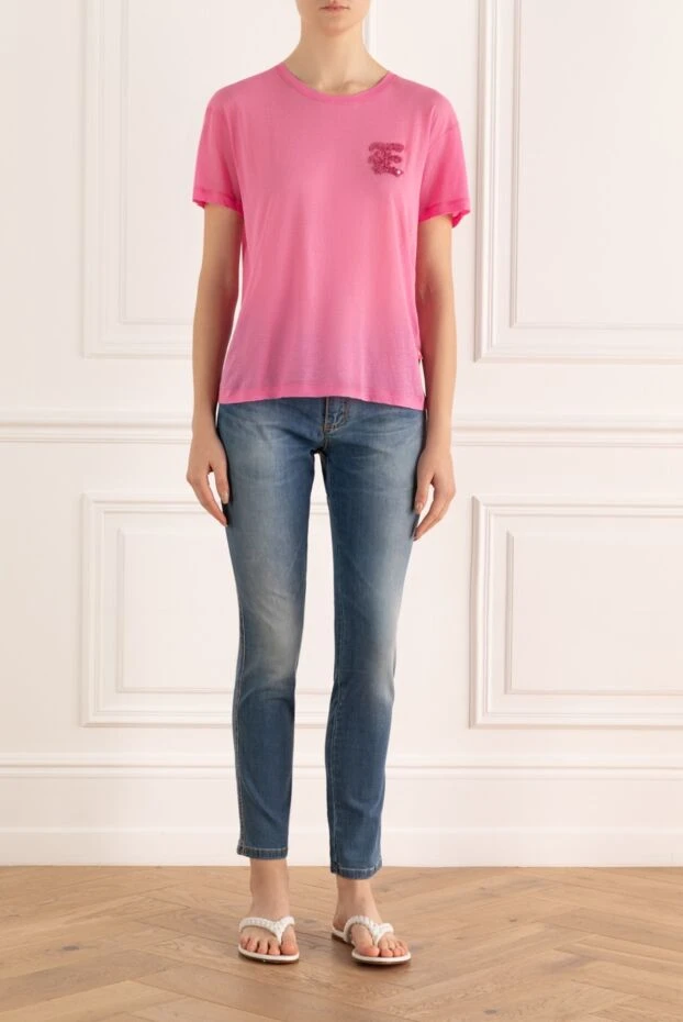 Ermanno Scervino woman pink cotton t-shirt for women купить с ценами и фото 169040 - photo 2