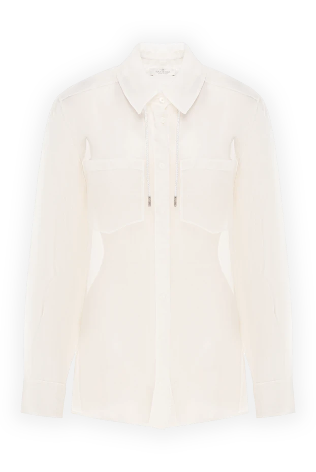 Блуза женская шелковая прозрачная свободного кроя белая - фото 1