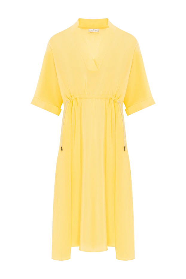 Yellow viscose and silk dress for women - photo 1