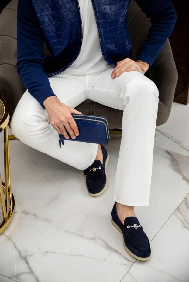 Stefano Ricci dark blue nubuck loafers with metal hardware
169105 - photo 2