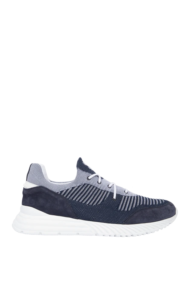 Stefano Ricci blue polyester and leather sneakers for men 169106 - photo 1