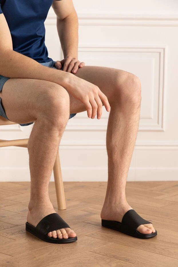 Stefano Ricci 3d бүркіт бедерімен безендірілген қара түсті шынайы былғарыдан жасалған шлепкалар 169109 - фото 2