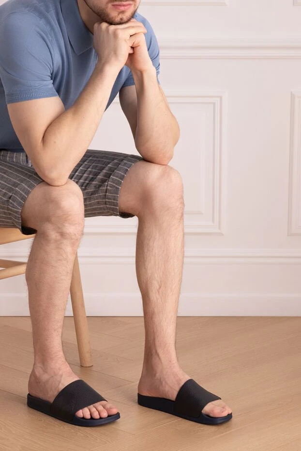 Stefano Ricci blue leather slippers for men 169110 - photo 2