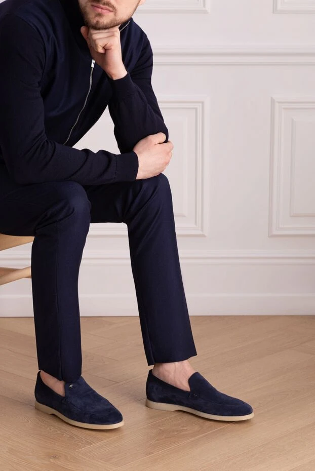 Stefano Ricci ерлерге арналған көгілдір нубуктан жасалған манкас 169115 - фото 2