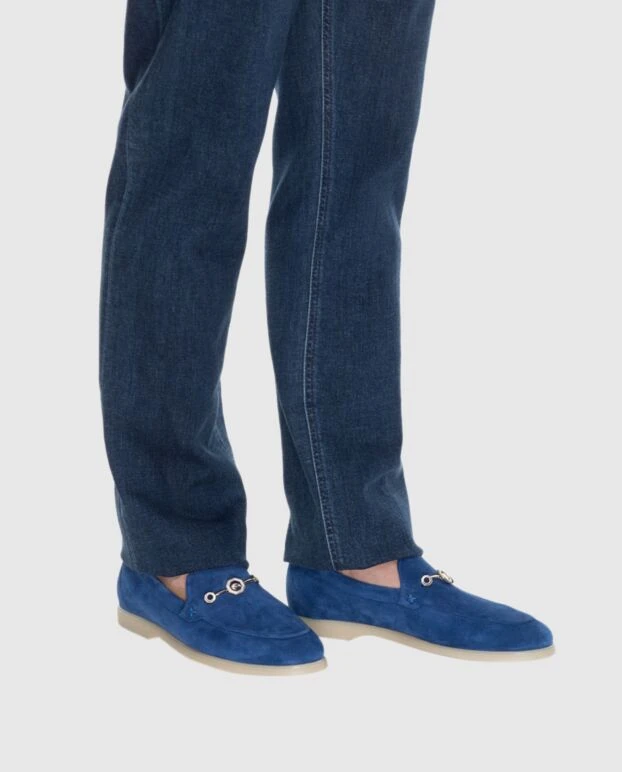 Stefano Ricci ерлерге арналған көгілдір нубуктан жасалған манкас 169116 - фото 2