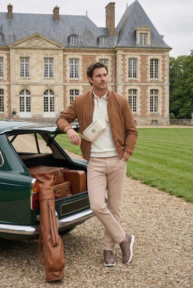 Stefano Ricci кроссовки из нубука и кожи бежевые мужские 169117 - фото 2