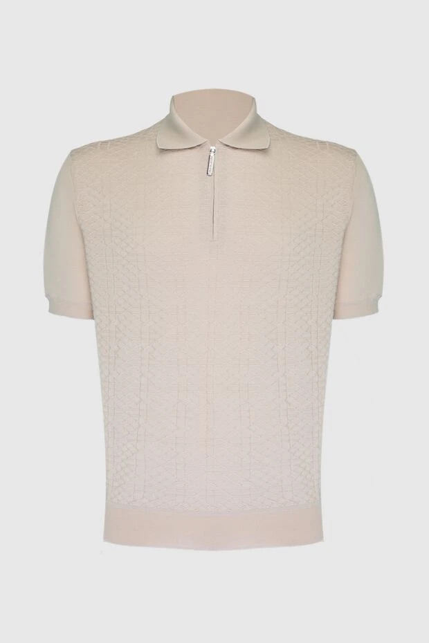 Stefano Ricci поло из шелка и хлопка бежевое мужское 169122 - фото 1