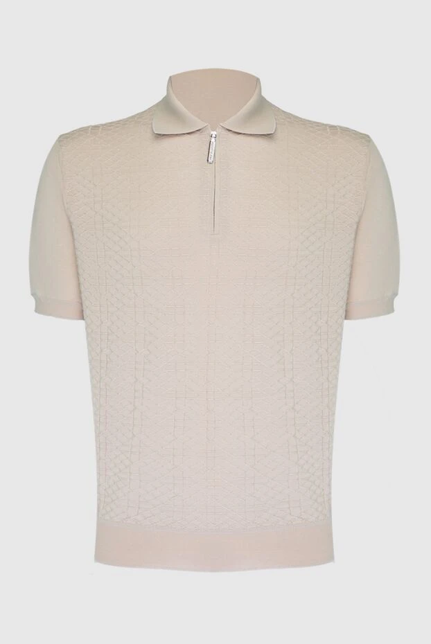Поло из шелка и хлопка бежевое мужское - фото 1
