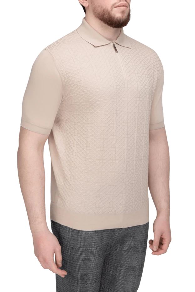 Stefano Ricci поло из шелка и хлопка бежевое мужское 169122 - фото 3