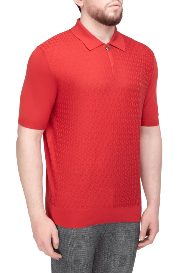 Stefano Ricci поло из шелка красное мужское 169124 - фото 3