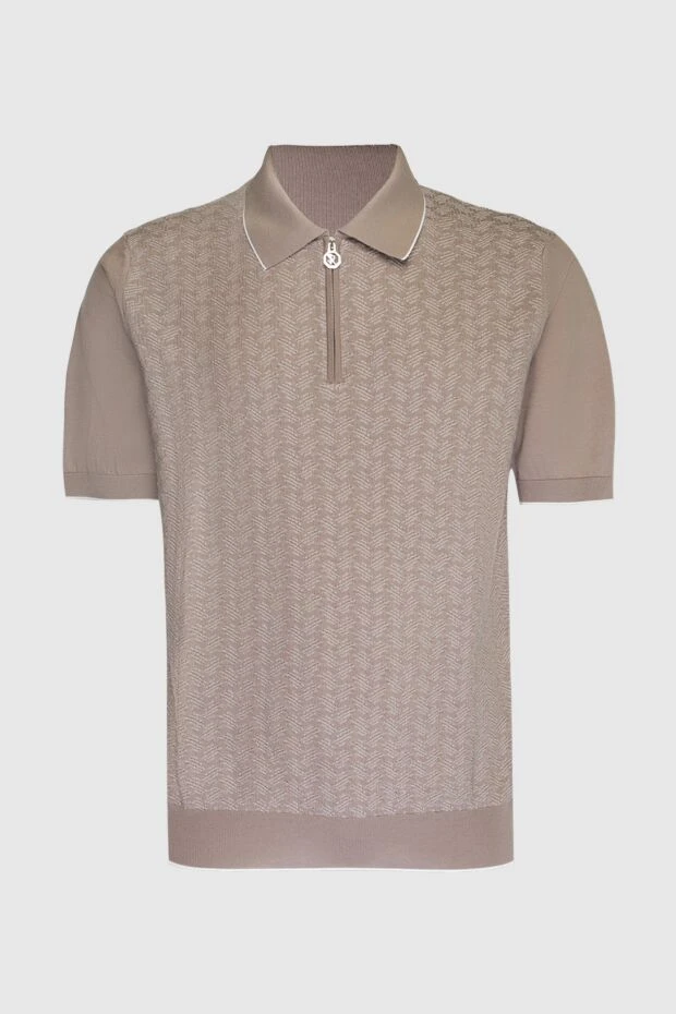 Stefano Ricci поло из хлопка и шелка коричневое мужское 169142 - фото 1