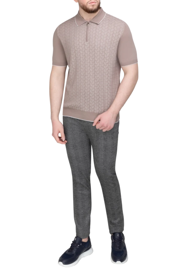 Stefano Ricci поло из хлопка и шелка коричневое мужское 169142 - фото 2