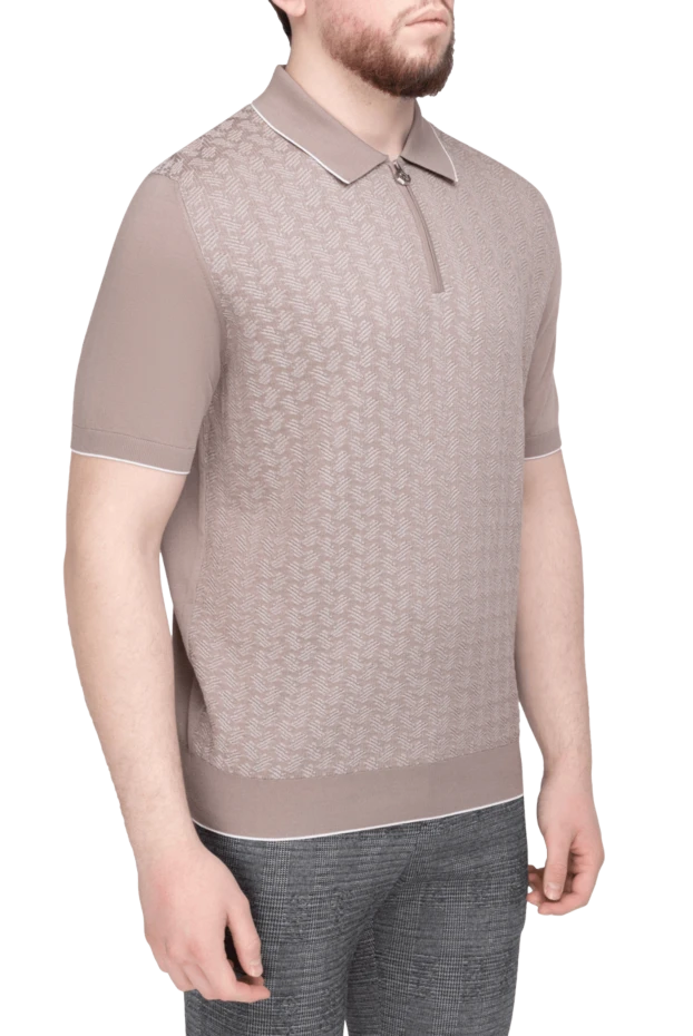 Stefano Ricci поло из хлопка и шелка коричневое мужское 169142 - фото 3