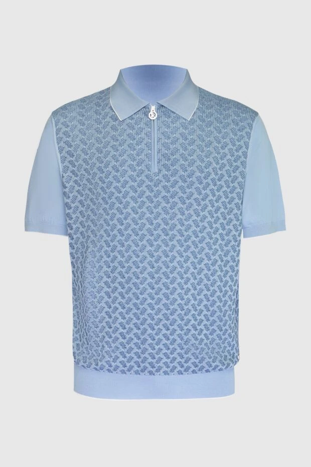 Stefano Ricci поло из хлопка и шелка голубое мужское 169143 - фото 1