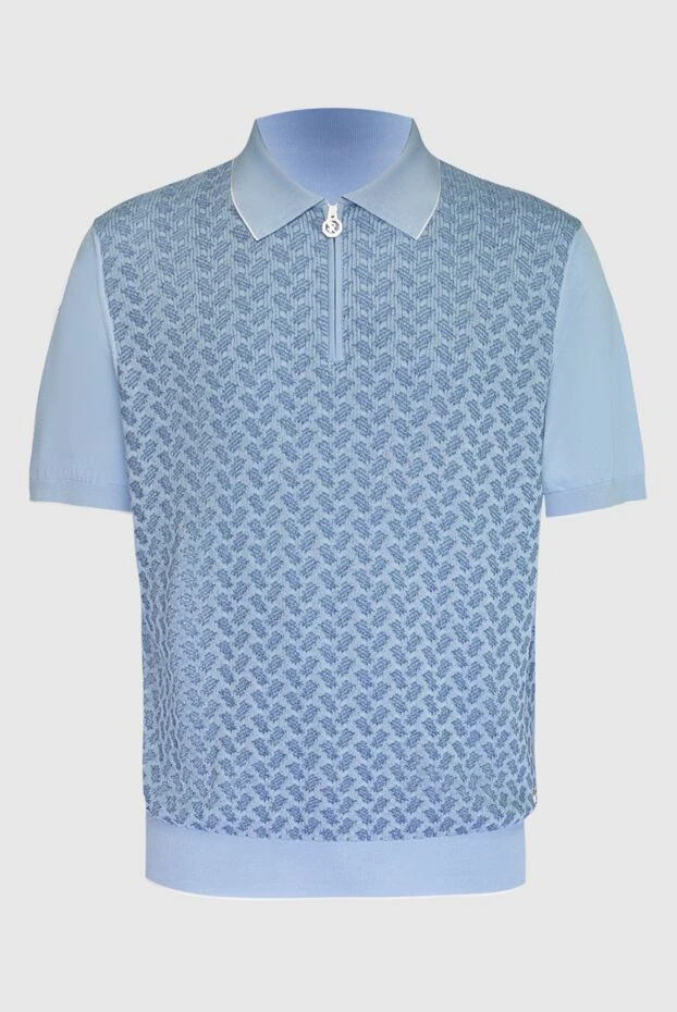Поло из хлопка и шелка голубое мужское - фото 1