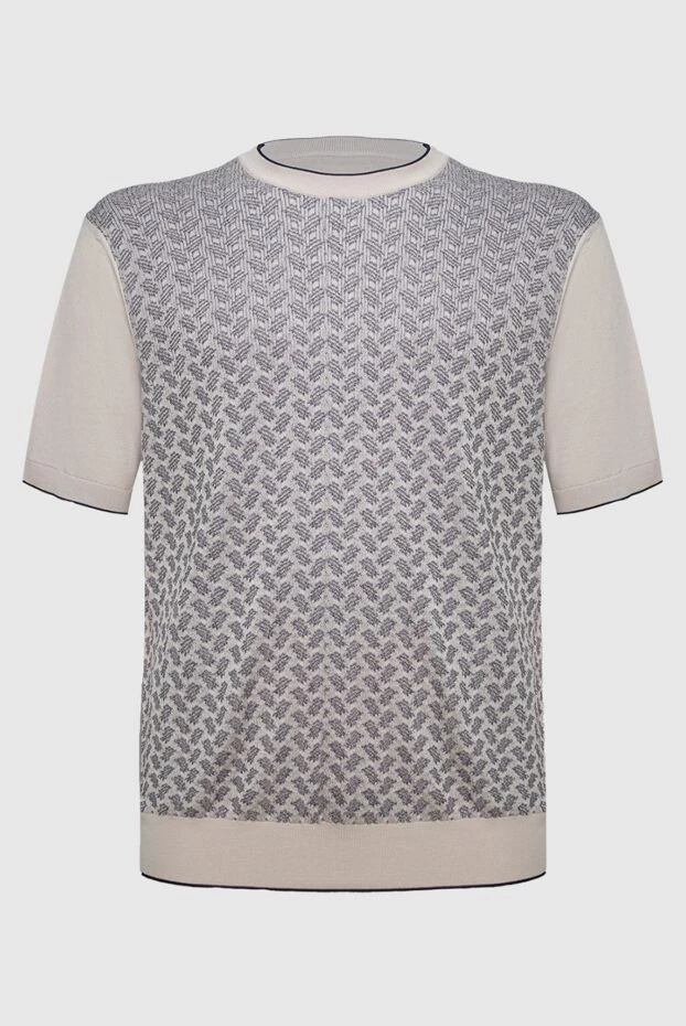 Джемпер из шелка и хлопка бежевого цвета с коротким рукавом - фото 1