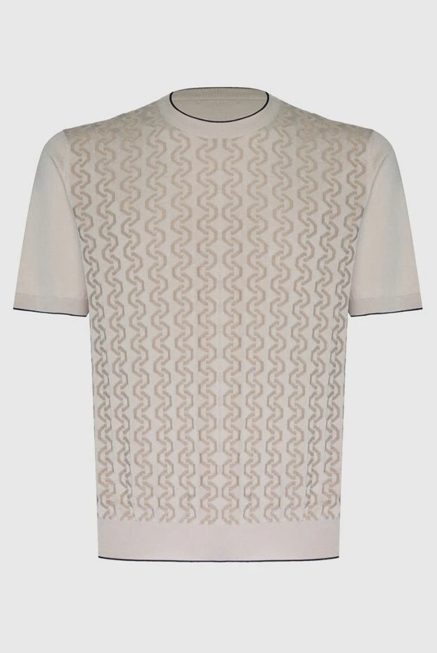 Текстуралы өрнегі бар бежевый түсті жібек-мақта свитер - фото 1