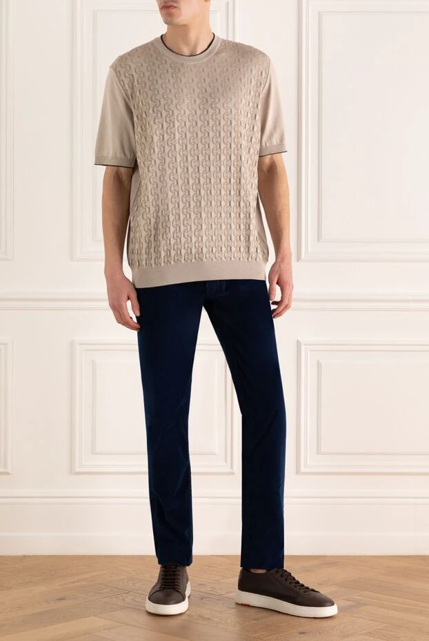 Stefano Ricci текстуралы өрнегі бар бежевый түсті жібек-мақта свитер 169147 - фото 2