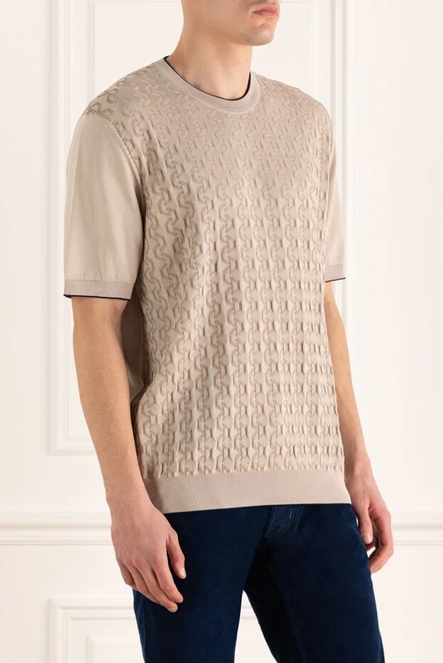 Stefano Ricci текстуралы өрнегі бар бежевый түсті жібек-мақта свитер 169147 - фото 3