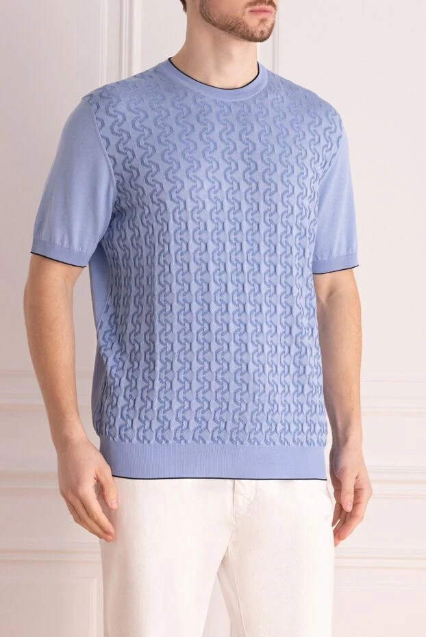 Stefano Ricci толқынды өрнегі бар ашық көк жібек және мақтадан жасалған свитер 169148 - фото 3