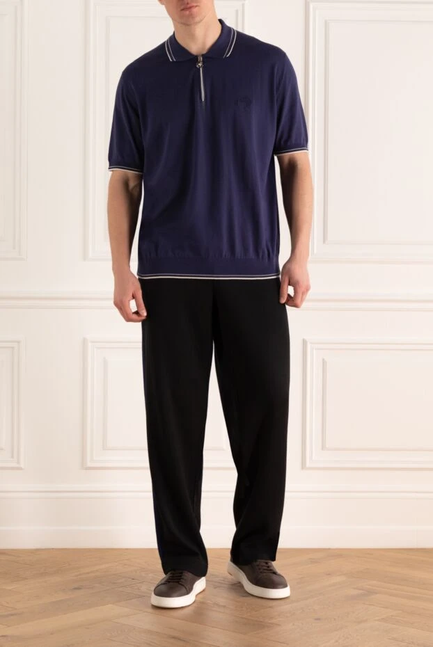 Stefano Ricci поло из хлопка синее мужское 169150 - фото 2