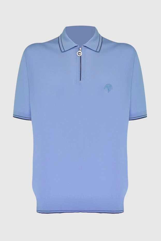 Stefano Ricci хлопковое поло небесного оттенка с аккуратной вышивкой на груди 195797 - фото 1