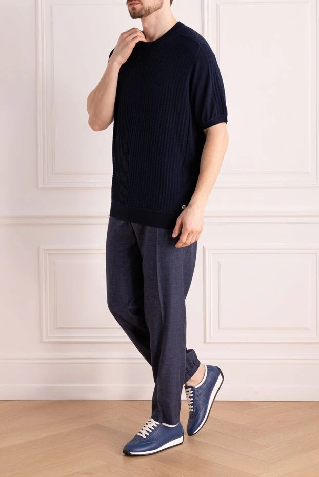 Stefano Ricci жібек пен мақтадан тігілген қысқа жеңі бар, ерлерге арналған қара джемпер 169156 - фото 2