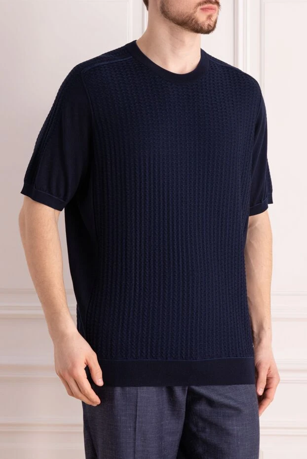 Stefano Ricci жібек пен мақтадан тігілген қысқа жеңі бар, ерлерге арналған қара джемпер 169156 - фото 3