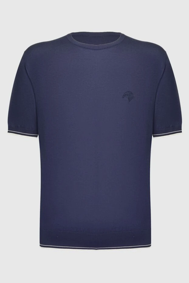 Stefano Ricci қысқа жеңді және кестеленген көк түсті мақтадан жасалған свитер 169159 - фото 1